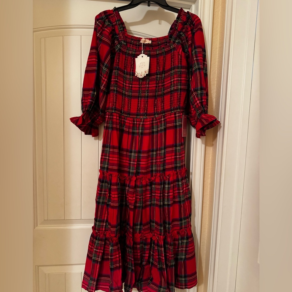 XL Madeline Holiday Plaid Ivy City Co Dress